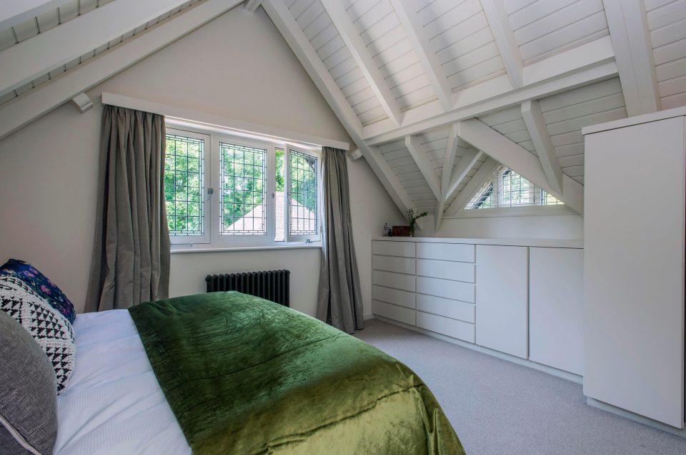  The four upstairs bedrooms all benefit from vaulted ceilings