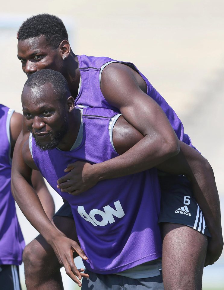  Best mates Paul Pogba and Romelu Lukaku share a laugh in training