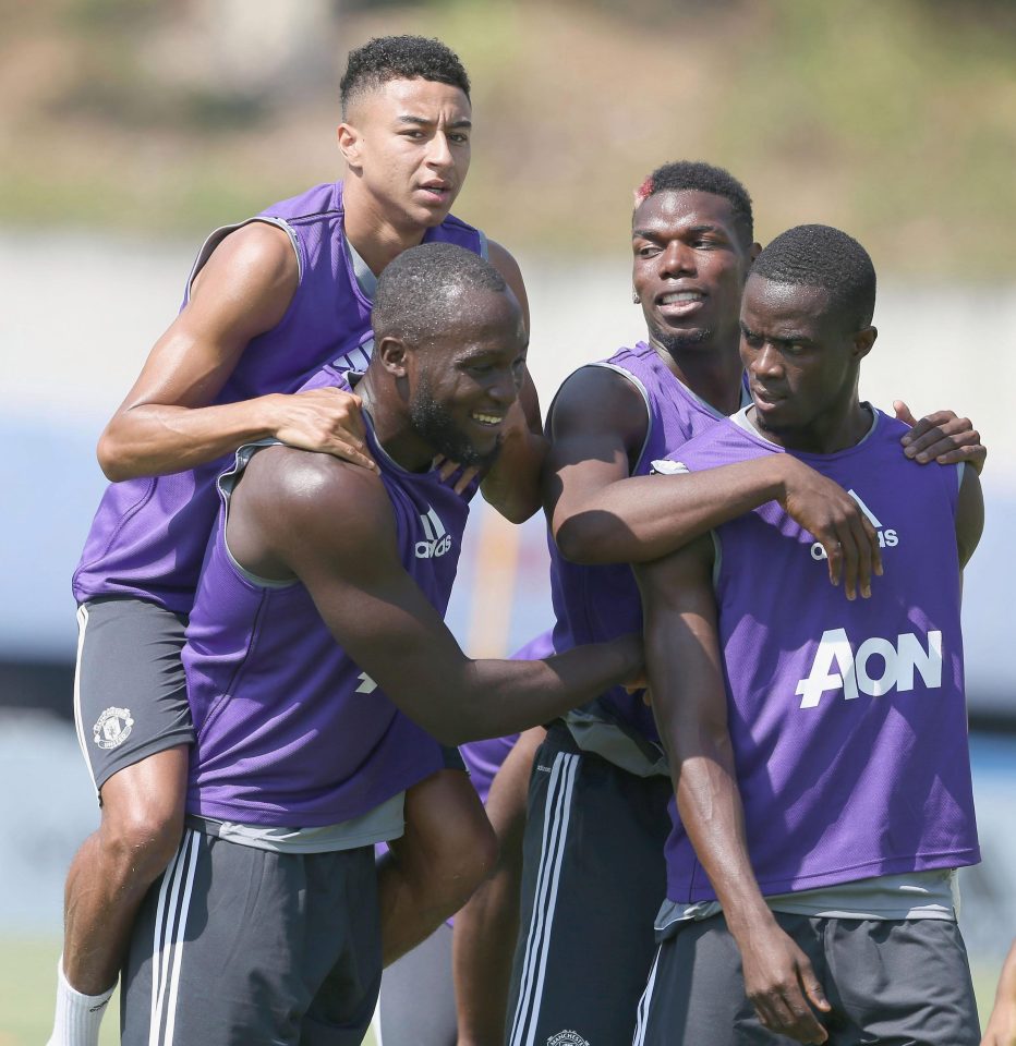  New signing Romelu Lukaku was mobbed by his teammates in training