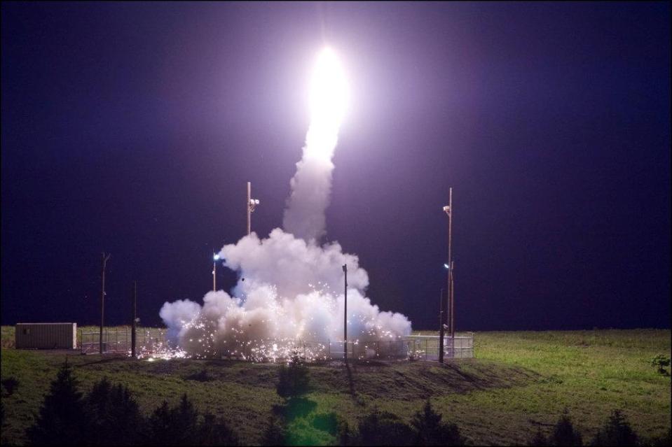  A Terminal High Altitude Area Defense (THAAD) interceptor is launched in Alaska last night