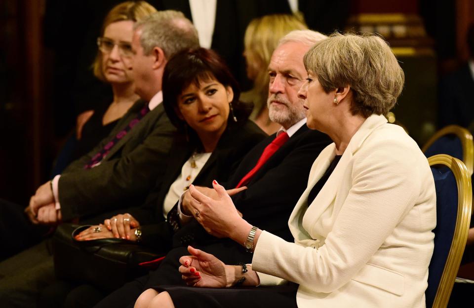  Theresa May, Jeremy Corbyn and the Labour leader's wife Laura Alvarez were in attendance