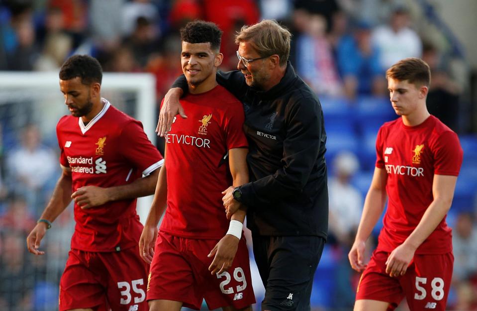  Dominic Solanke was given his first Reds appearance by Jurgen Klopp in the victory at Tranmere