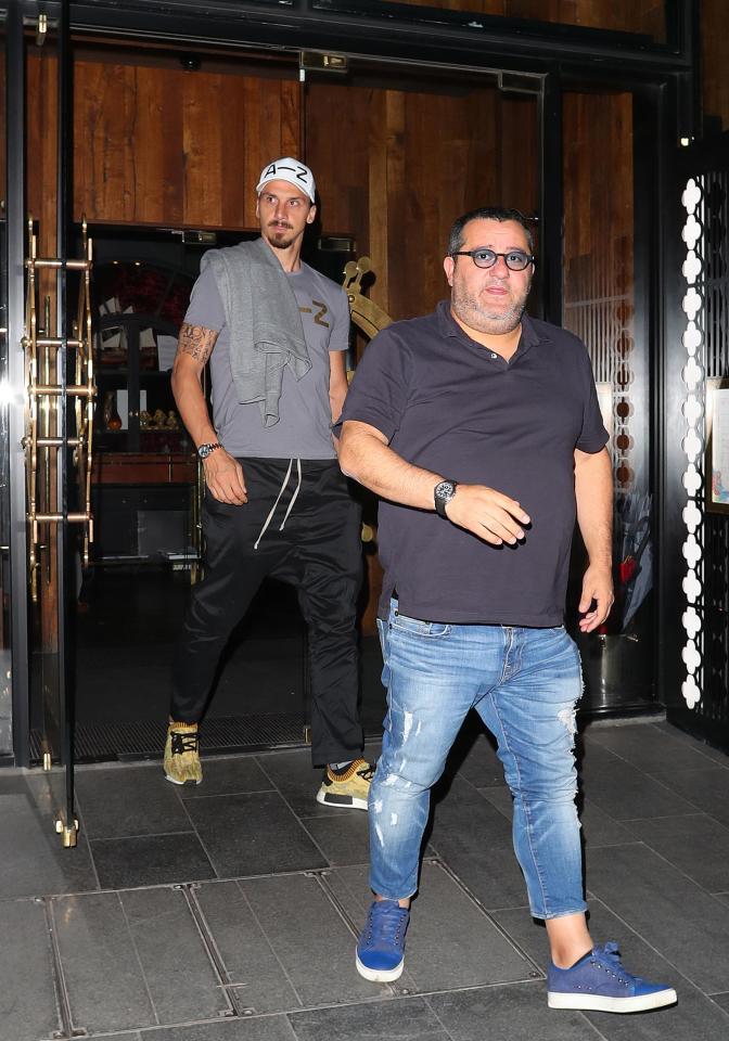  Mino Raiola (right) and Zlatan Ibrahimovic leave Manchester restaurant Tattu