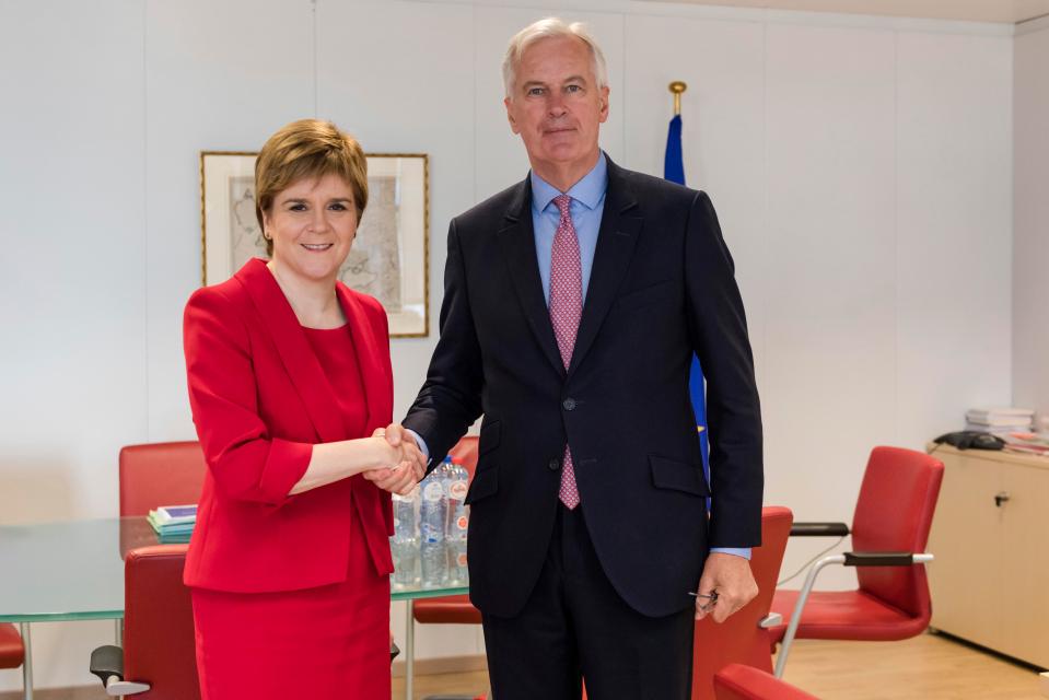  SNP boss Nicola Sturgeon also had a meeting with Mr Barnier in Brussels this morning