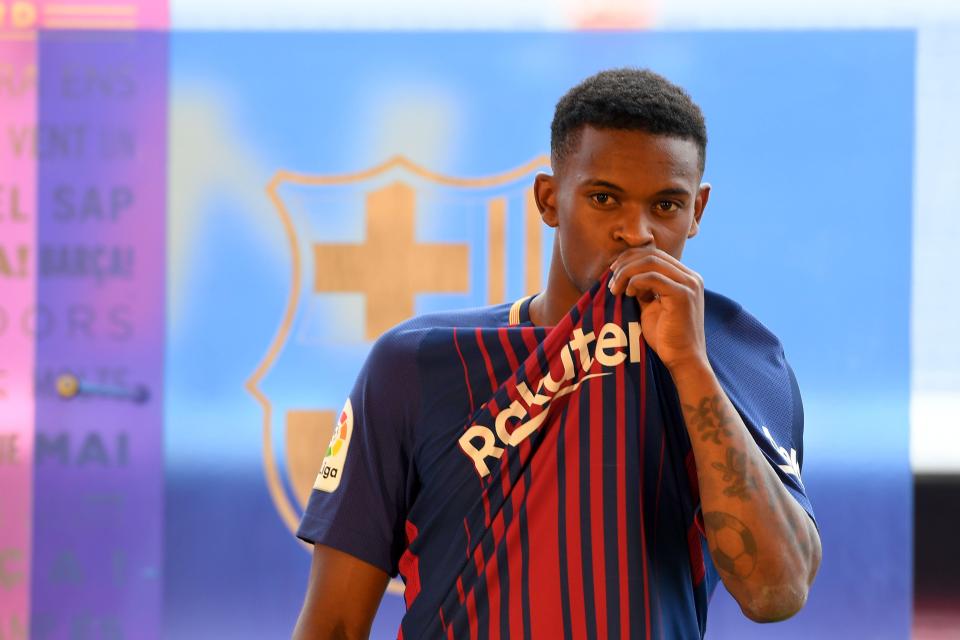 Nelson Semedo during his Barcelona unveiling