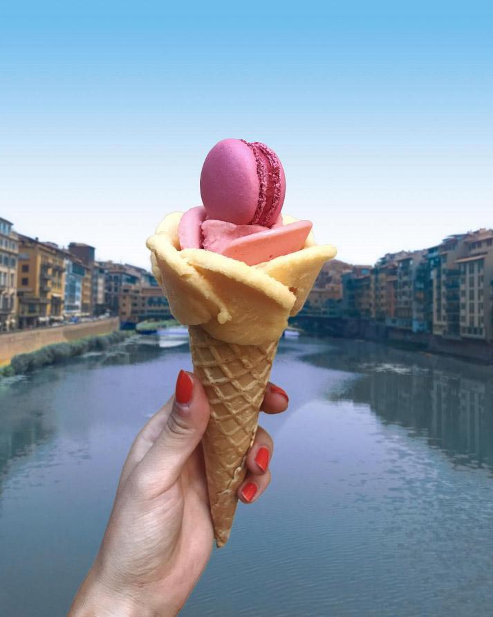  The ice cream picture led to suspicions as the view of Florence was thought to be added