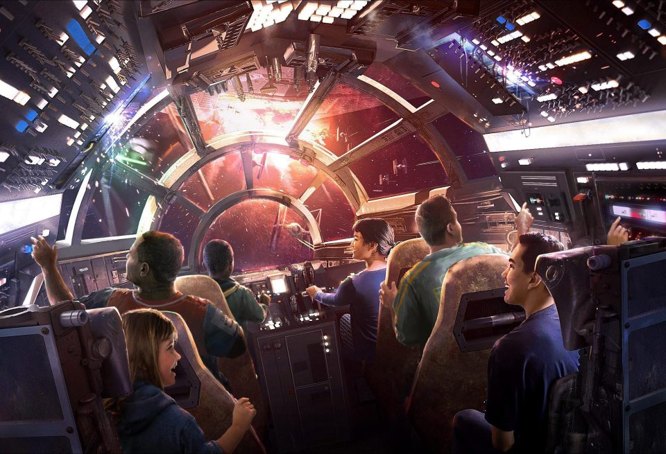  At the new Star Wars: Galaxy’s Edge attraction, fans can play at being Han Solo as they pilot the Millennium Falcon