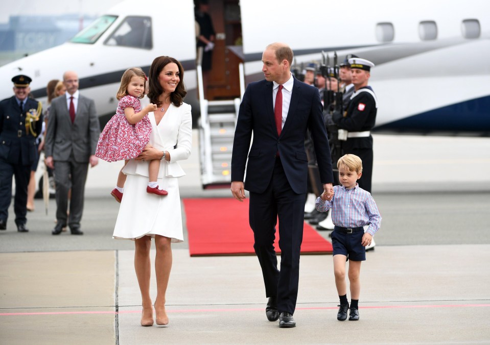 The family arrived in Warsaw to start a five day tour of Poland and Germany