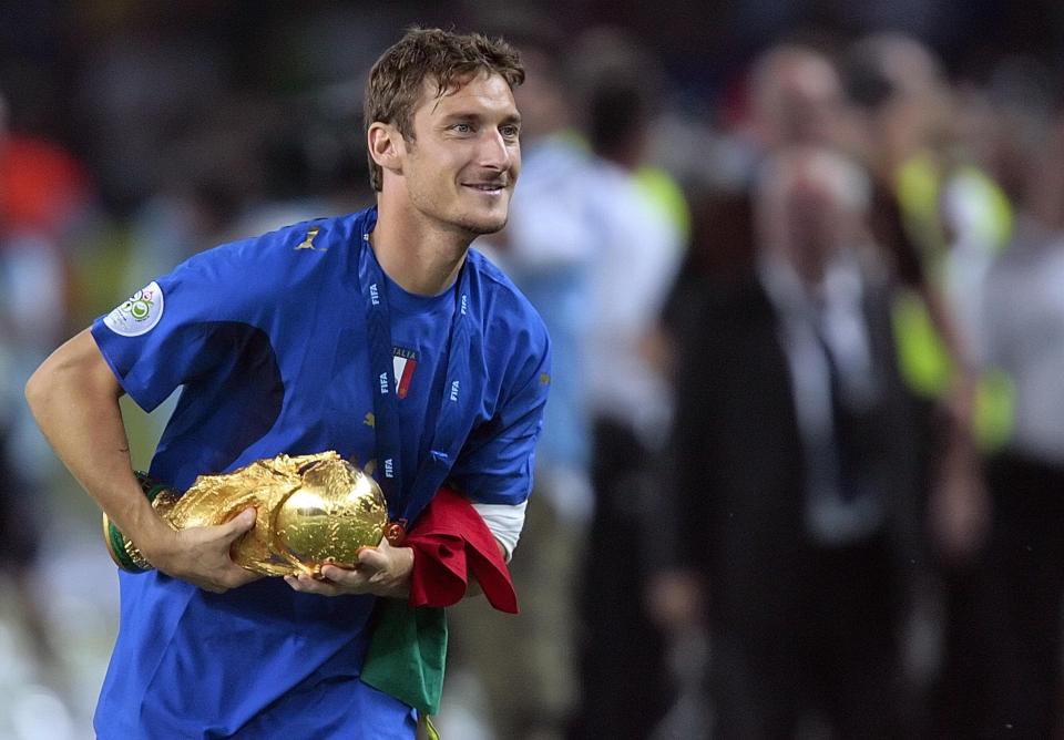  Francesco Totti celebrates winning World Cup with Italy in 2006