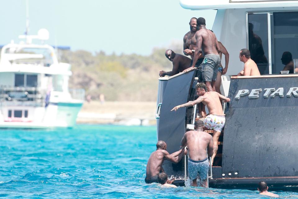  Neymar and his crew - including NBA star Draymond Green - spent the day laughing in the water