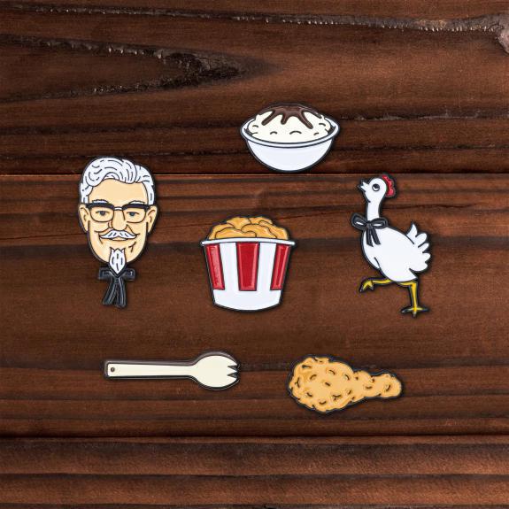  These enamel-glazed pins let you wear your KFC devotion proudly, and all six are available for £13.81