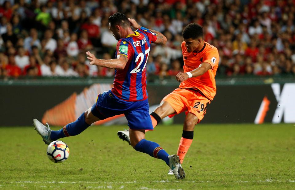  Dominic Solanke hit his first Liverpool goal against Crystal Palace in their Asia Cup clash