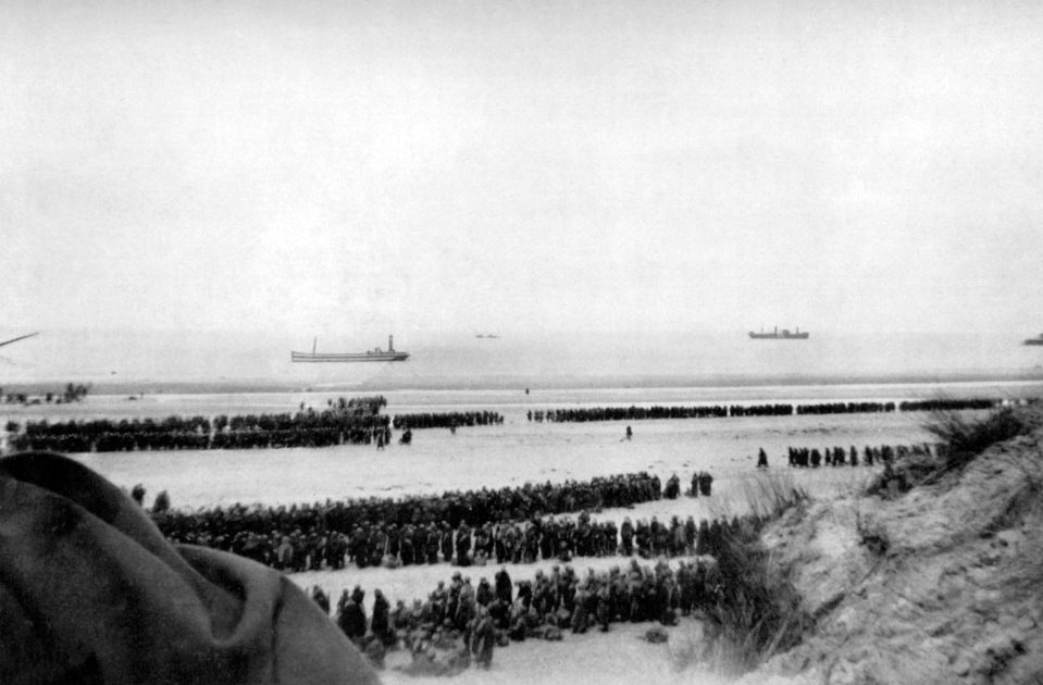  Allied troops line up in orderly rows as they wait to be rescued during Operation Dynamo from May 26 to June 4 1940