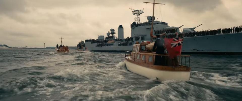  In the film a motor launch slices through waters during the operation that ended up saving 330,000 allied troops