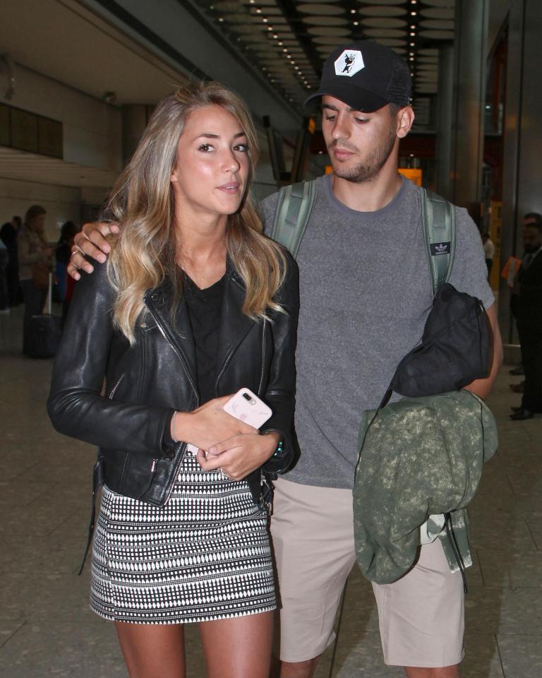  Alvaro Morata arrived at Heathrow with his wife ahead of completing his move to Chelsea