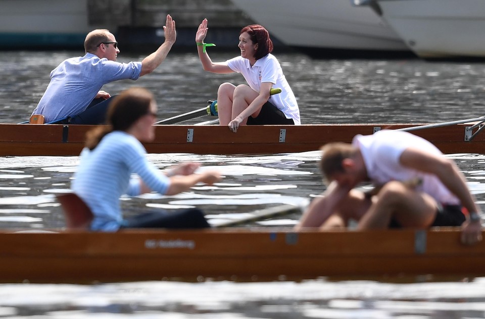 Husband William had cracked open a barrel of local booze  to celebrate beating his wife in a boat race