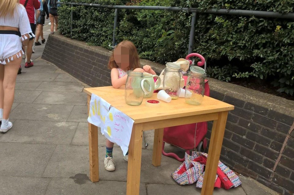 The five-year-old was slapped with a £150 fine for trying to sell lemonade