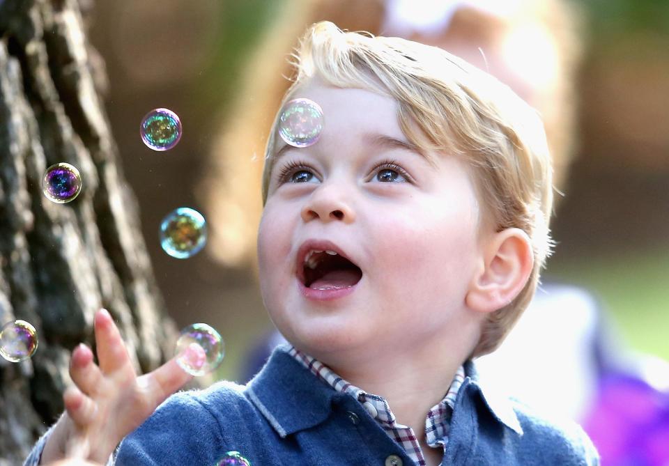  George looks at peak cuteness as he gasps in awe at some bubbles