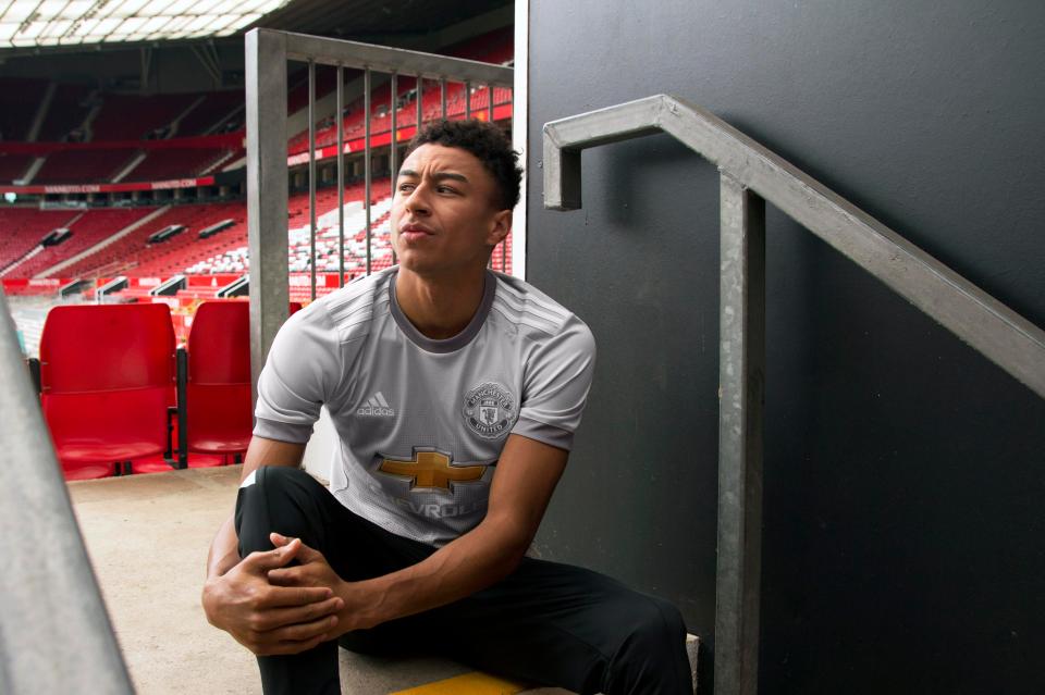  Jesse Lingard dons the new grey third kit - the first time the Red Devils have worn the colour since the 1995/96 campaign