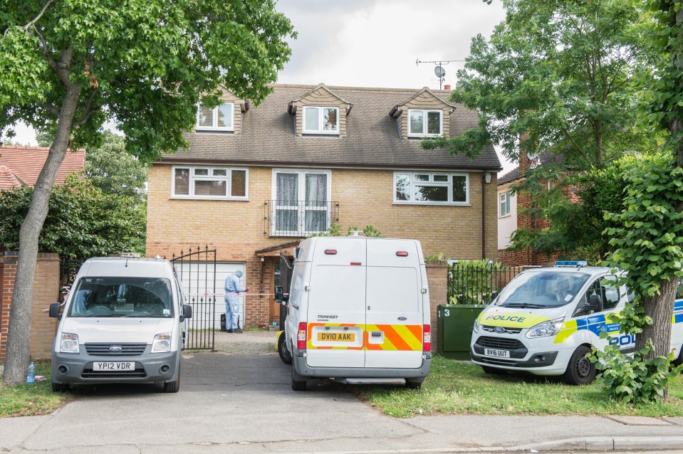 Forensics officers remain at the scene in Kingston upon Thames