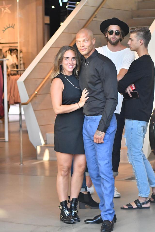 Jeremy Meeks and Chloe Green were all smiles at the Grove shopping centre in LA