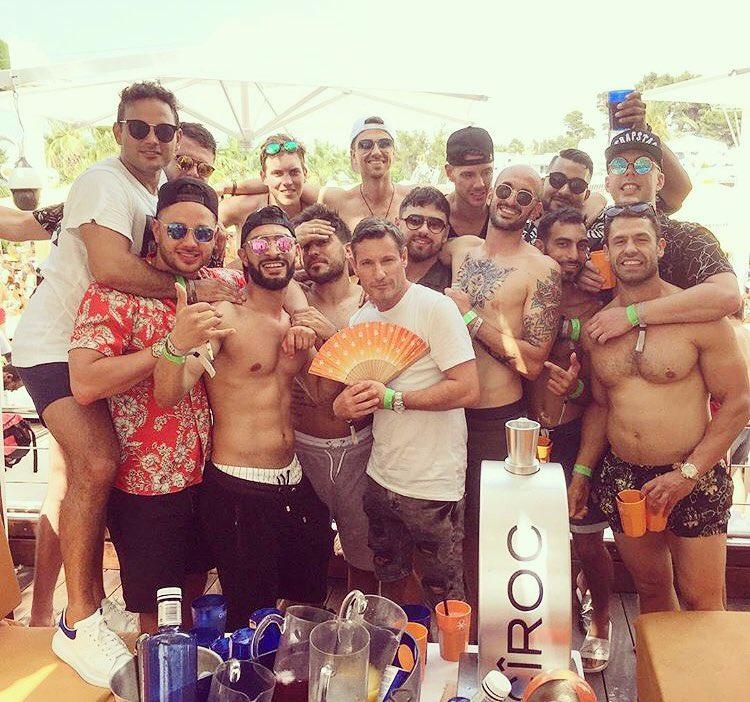 Dean Gaffney with Ryan Thomas, Adam Thomas and Scott Thomas on a stag do