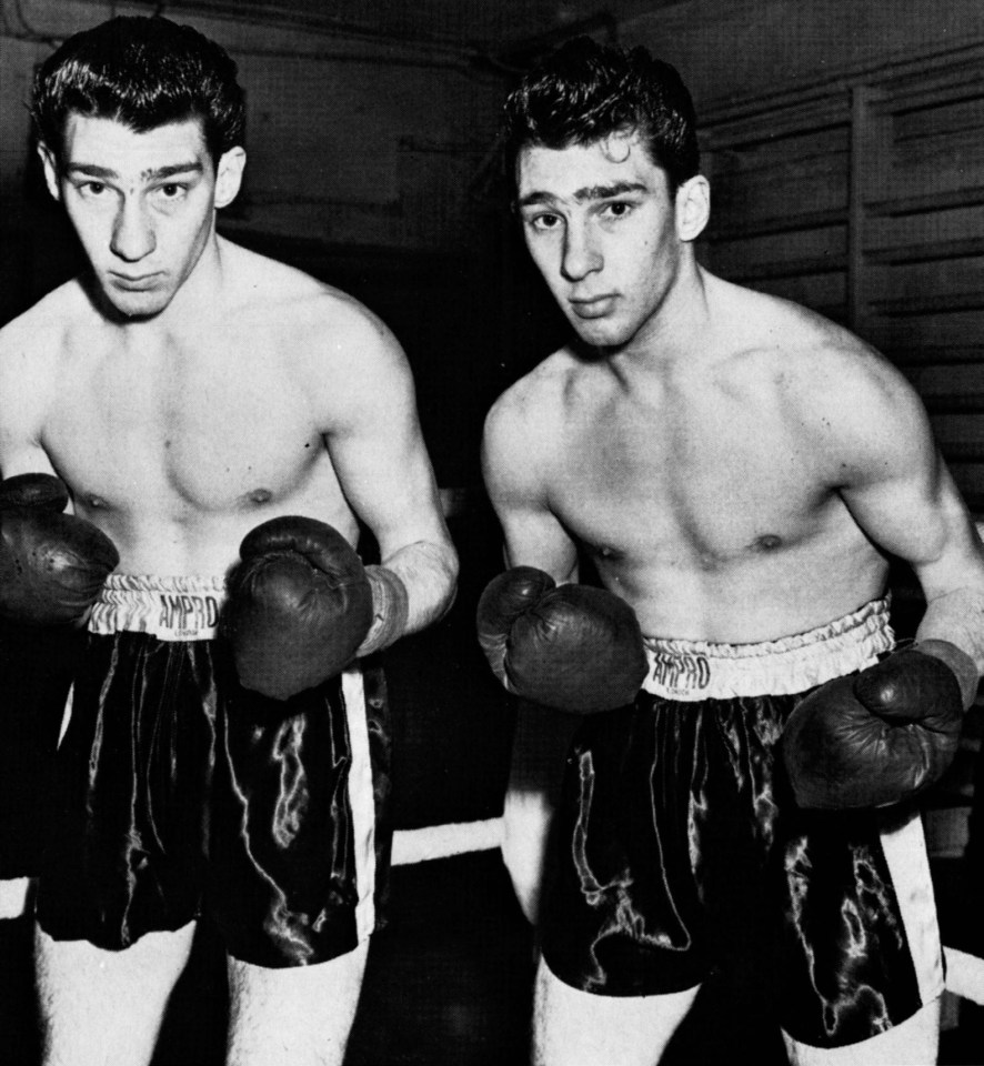 Ron, left, and Reggie Kray in their younger days as boxers