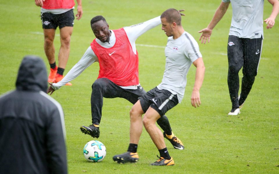  Naby Keita left teammate Diego Demme writhing in pain after an X-rated challenge at training