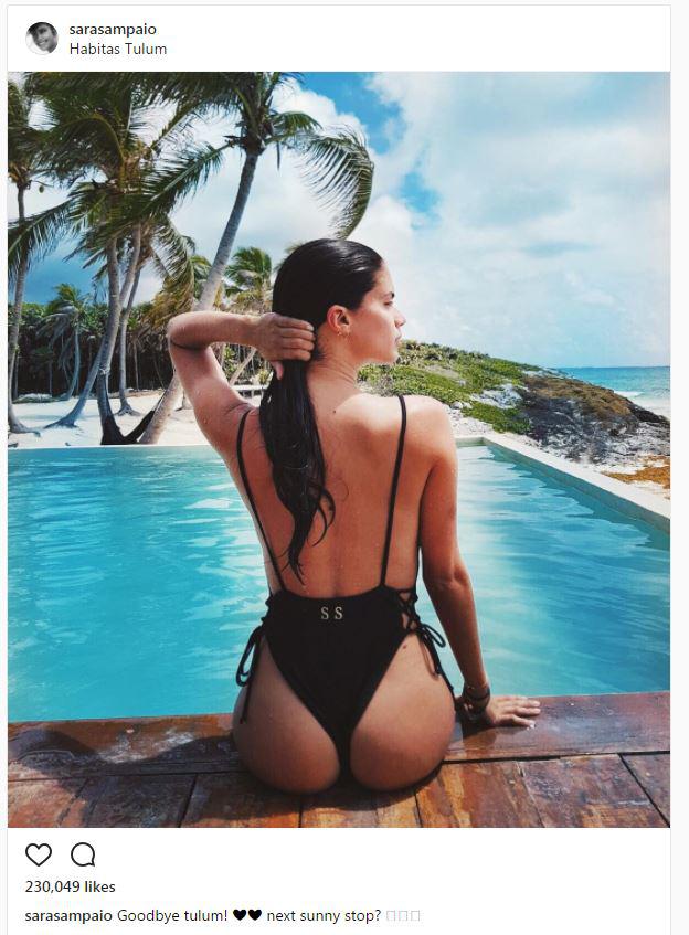  Sara Sampaio celebrated her birthday in style by going for a dip in a pool with a view in Tulum, Mexico