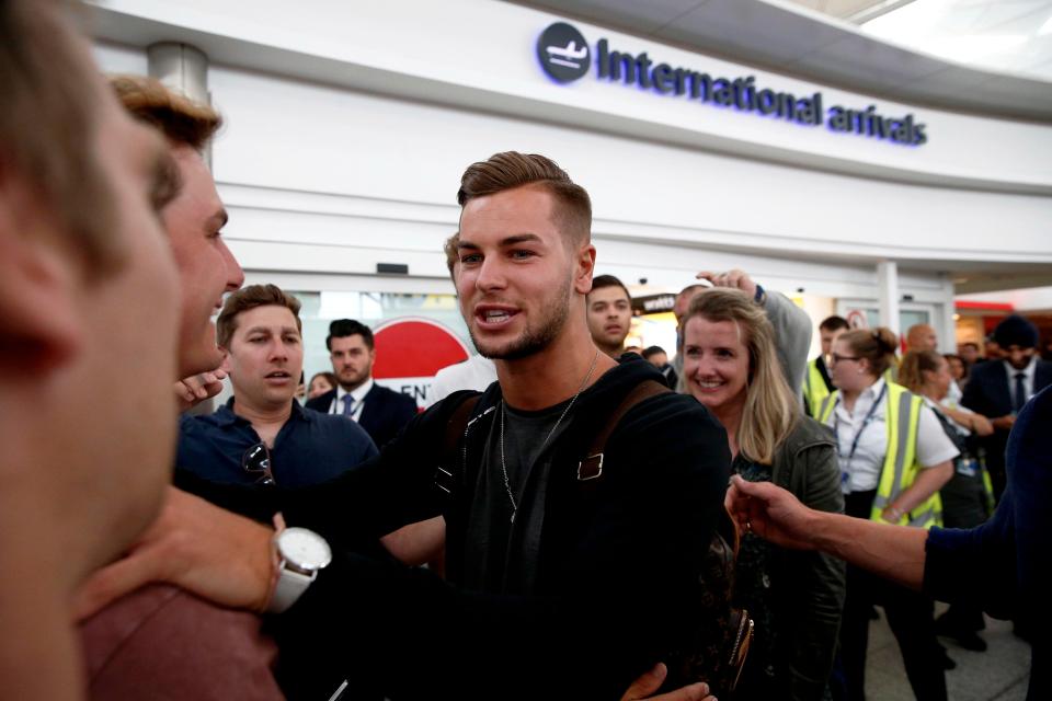  Chris Hughes looked thrilled to be reunited with his loved ones after two months away from home