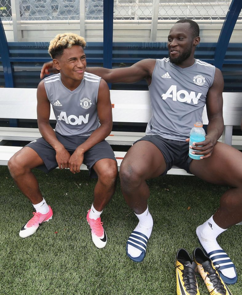  Jose Mourinho paid £75m to bring Romelu Lukaku to the club this summer, pictured on the right here with youngster Demetri Mitchell