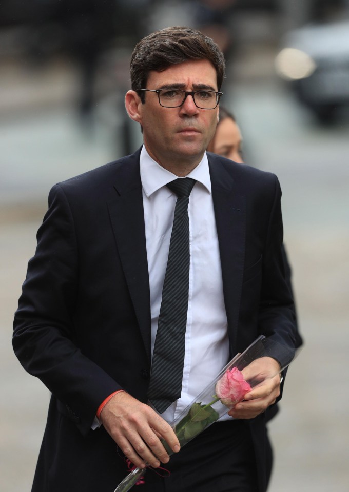 Greater Manchester Mayor Andy Burnham arriving at the service