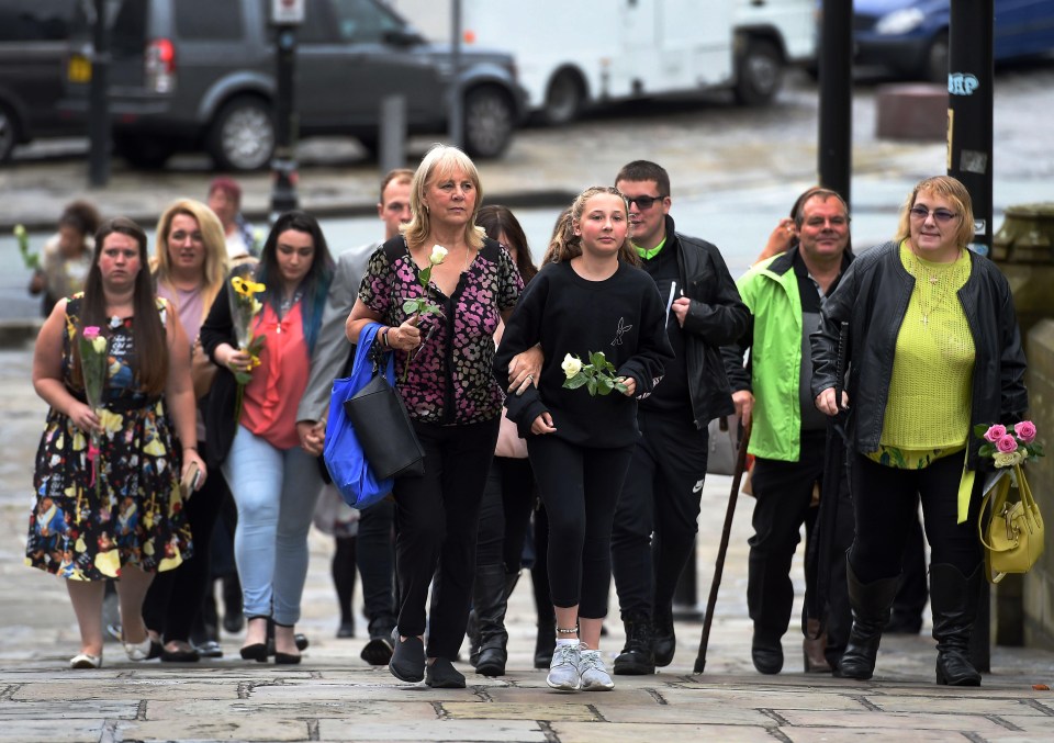 Mourners arriving ahead of the service