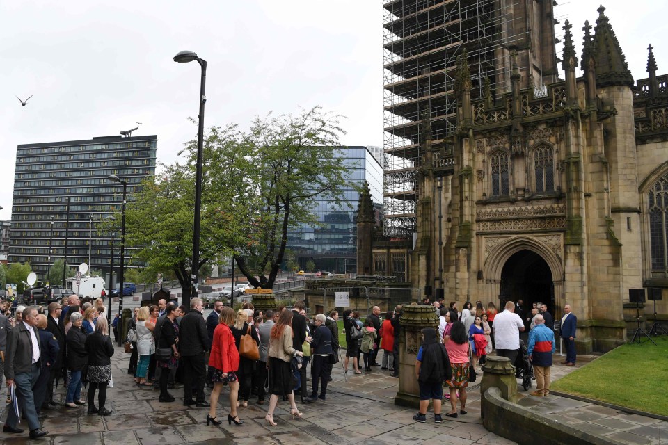 Crowds gathered ahead of the funeral to pay tribute to the eight-year-old