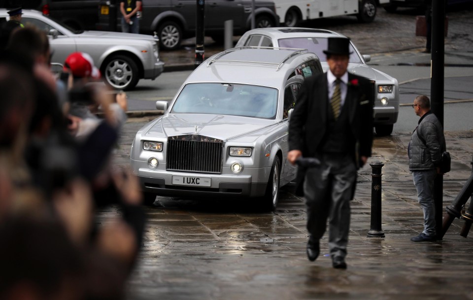 A hearse carrying Saffie’s coffin arrived at Manchester Cathedral flanked by mourners