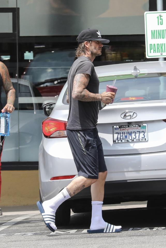  Becks was later seen clutching a smoothie to re-fuel