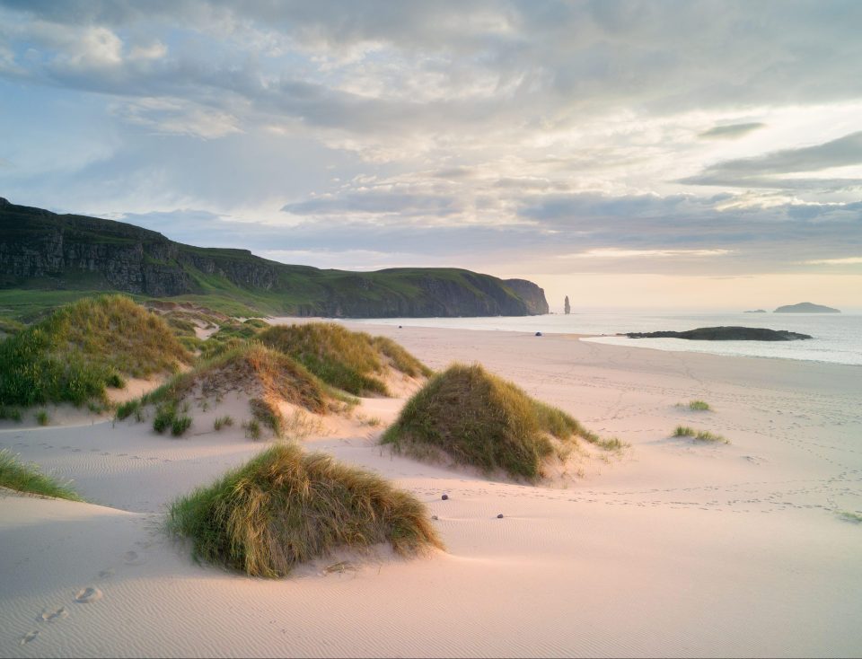 Sandwood Bay in Sutherland, Scotland, can only be reached by a four-mile footpath 