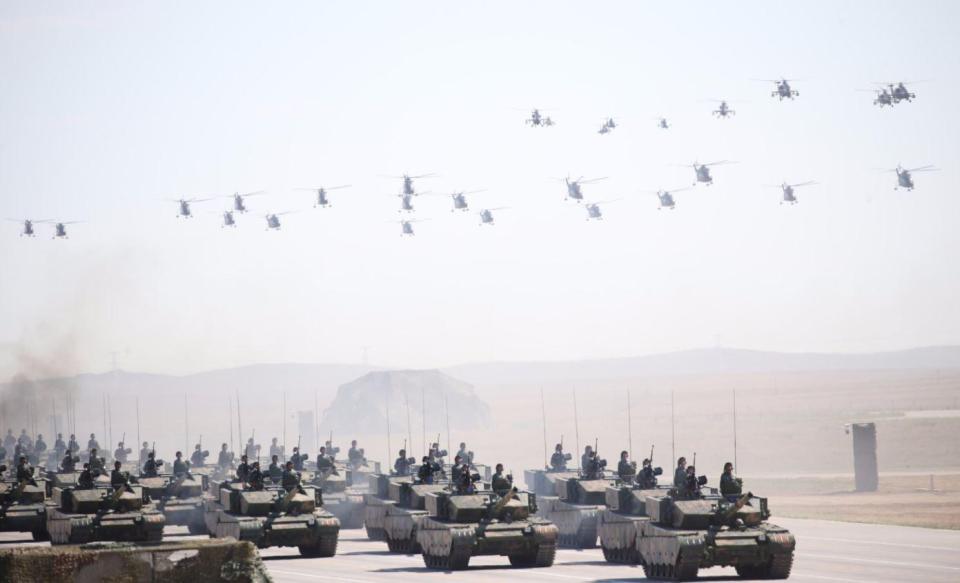  China unveiled its fearsome military in a jaw-dropping parade in Inner Mongolia this morning