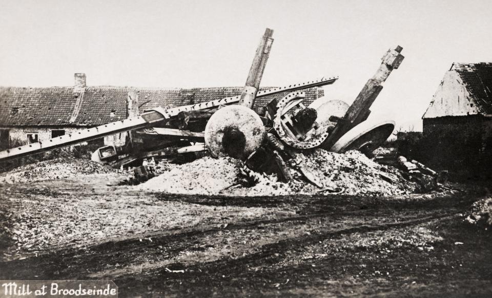  The wreckage of the Mill at Broodseinde. The territory around Ypres was totally decimated by shelling