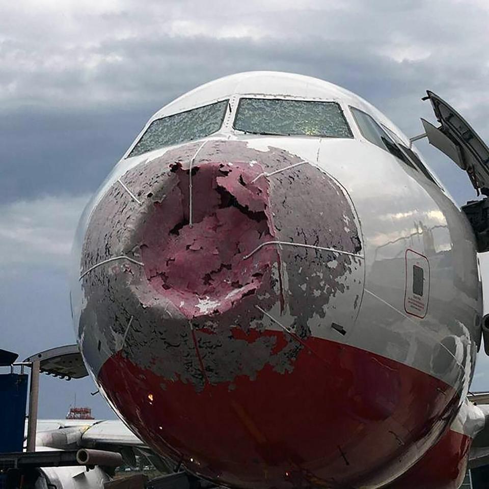  The jet's nosecone took a battering from the massive hailstones