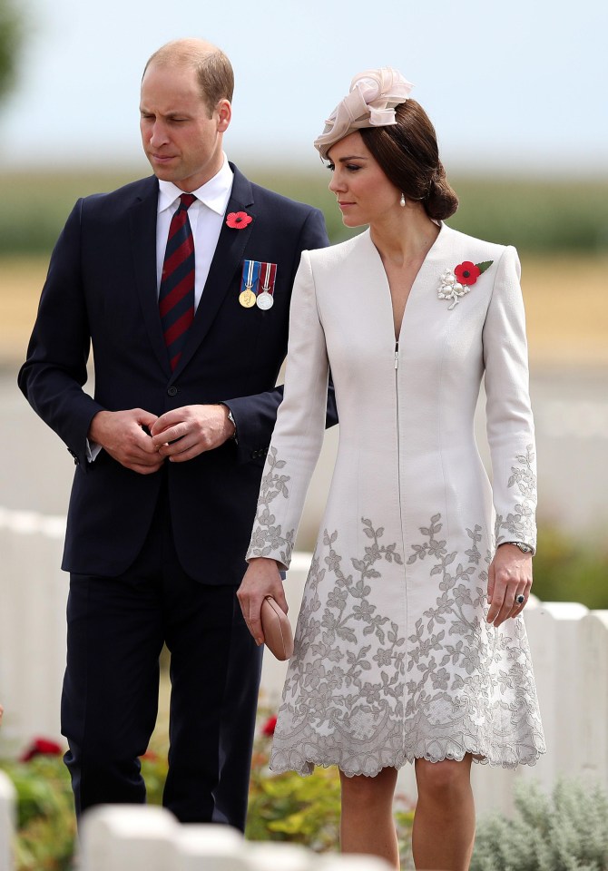 The Duke and Duchess looked solemn as they paid their respects to the hundreds of thousands of men killed during the 103-day battle