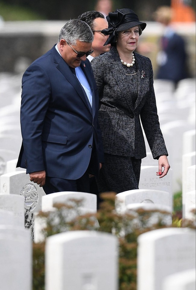 Prime Minister Theresa May arrives at the event in Ypres 