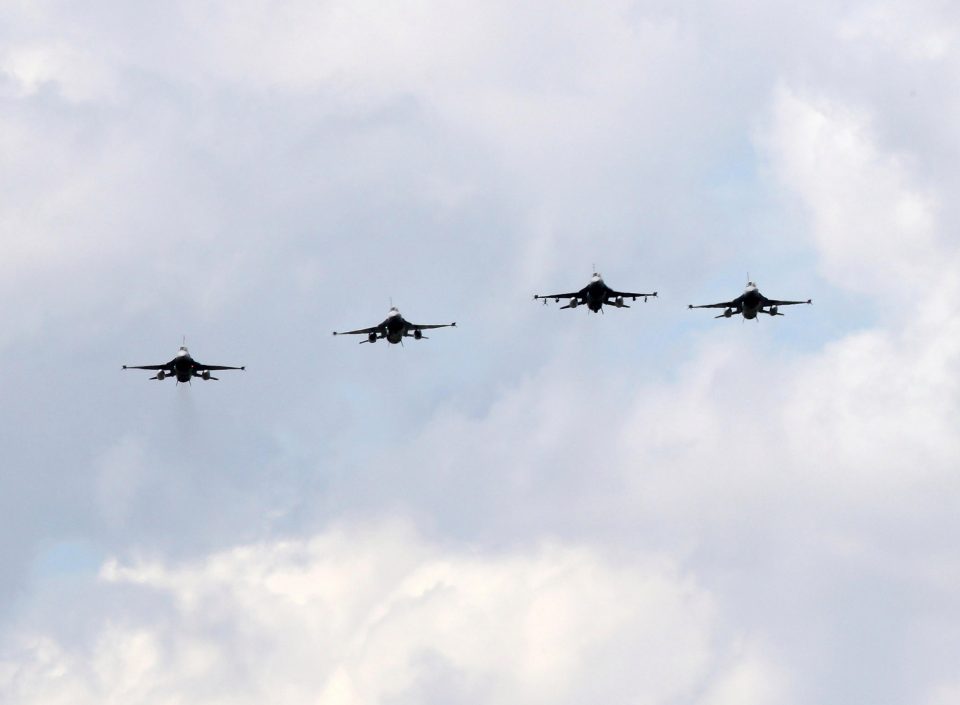  Fly past by the Belgian Air Force, who flew in a formation known as "The Salute to the Missing Man" during the ceremony