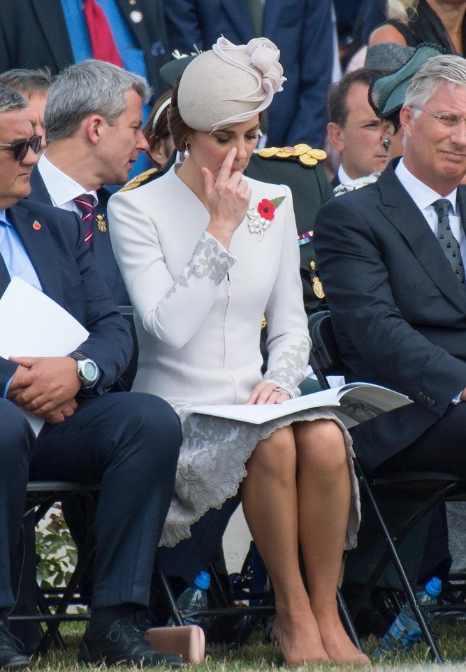 Kate looks emotional during the poignant ceremony marking the 100th anniversary of one of the First World Wars bloodiest battles