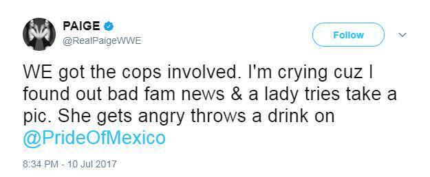  Paige tweeted her side of the story after an incident was reported at an airport in Florida