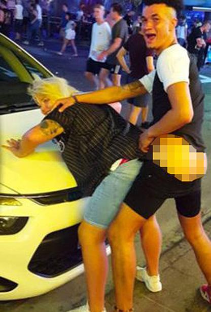  Pals mess about outside Magaluf clubs before posting their favourites pictures on Instagram