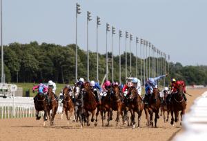  Flymetothestars (2nd right) alongside winner Higher Power at Newcastle