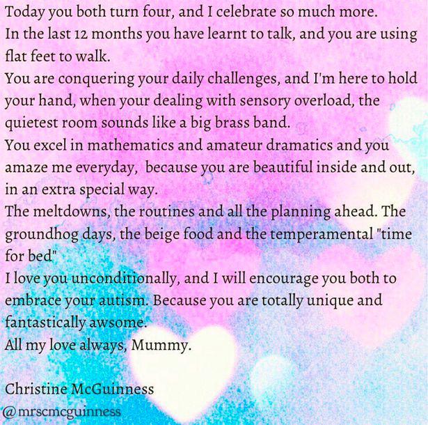  Christine shared this poem dedicated to her twins