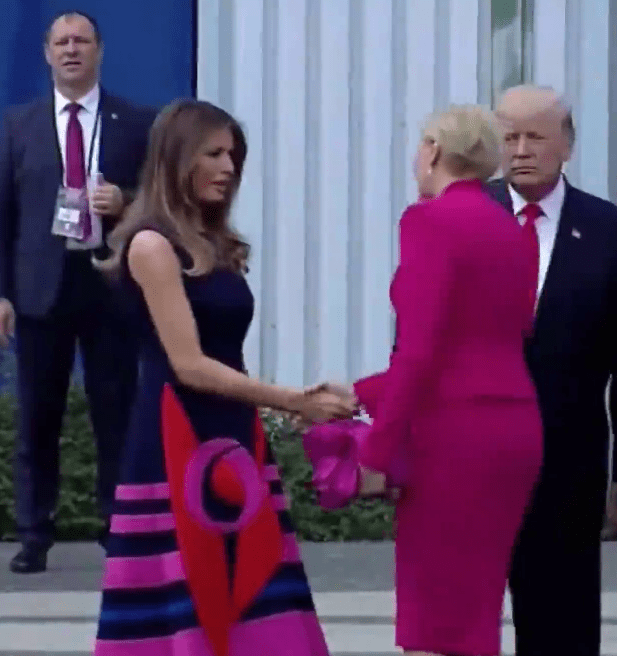 Trump looked initially surprised that he did not get the first hand shake 