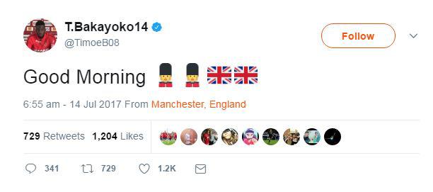  Bakayoko's first tweet was deleted, but not before it was seen by plenty of supporters